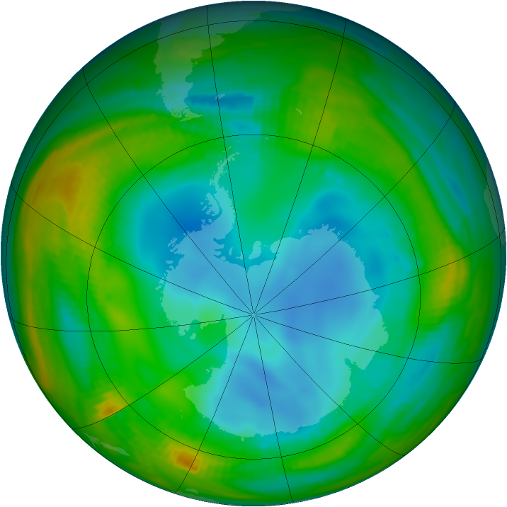 Antarctic ozone map for 23 July 1998